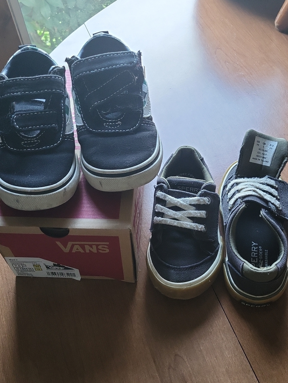 Vans Kids' Black Canvas Slip-On & SPERRT Sneakers - 2 Pair TODDLER BOY 7